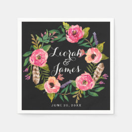 Servilleta De Papel Flores dulces y románticas de acuarela