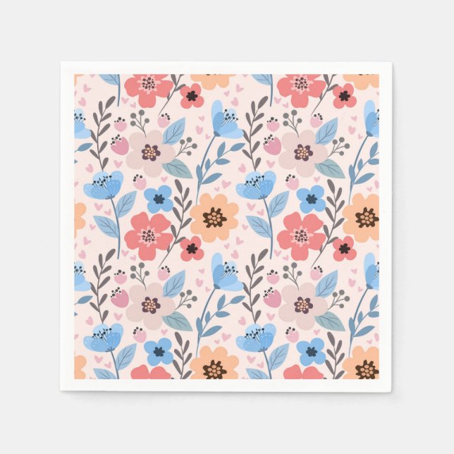 Servilleta De Papel Flores dulces y servilletas de corazones pequeños (Anverso)