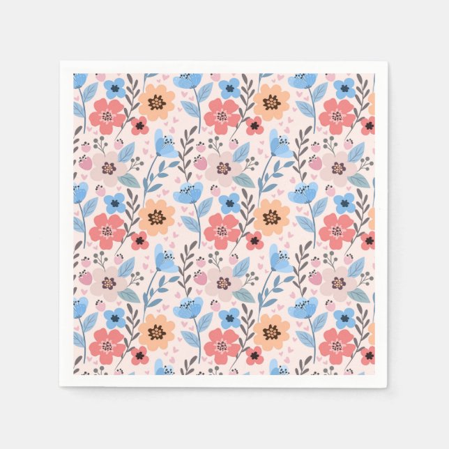 Servilleta De Papel Flores dulces y servilletas de corazones pequeños (Anverso)