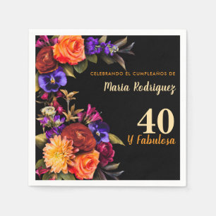 Servilleta De Papel Flores Elegantes Brillantes Españolas Cumpleaños 4