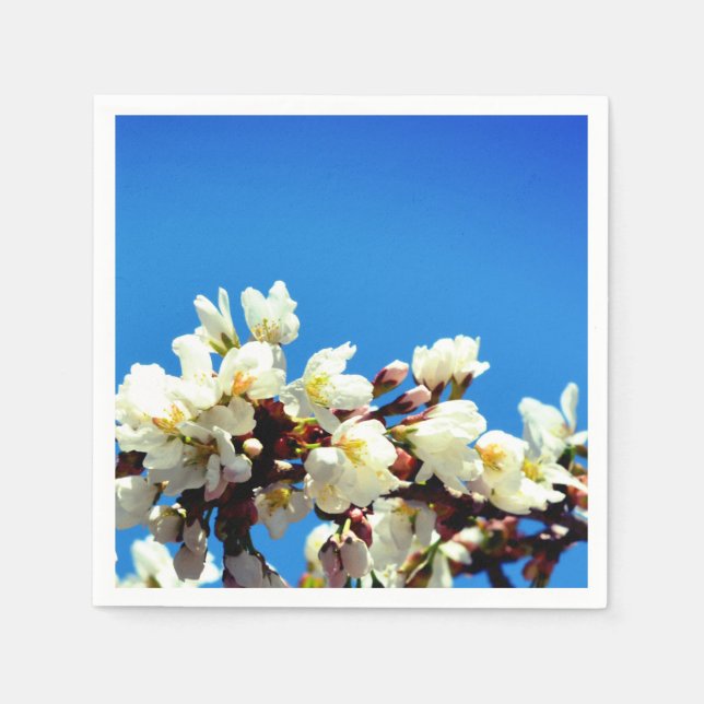 Servilleta De Papel Flores elegantes de flores blancas (Anverso)