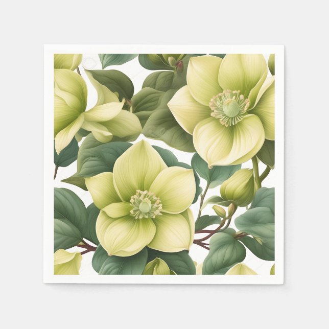 Servilleta De Papel Flores elegantes de Hellebore (Anverso)