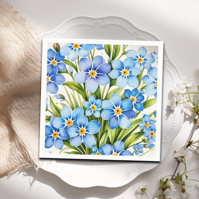 Servilleta De Papel Flores Elegantes de Nomeolvides Azules (Subido por el creador)