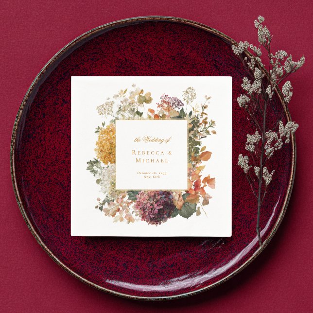 Servilleta De Papel Flores Elegantes de Otoño Follaje Boda Romántica (Subido por el creador)