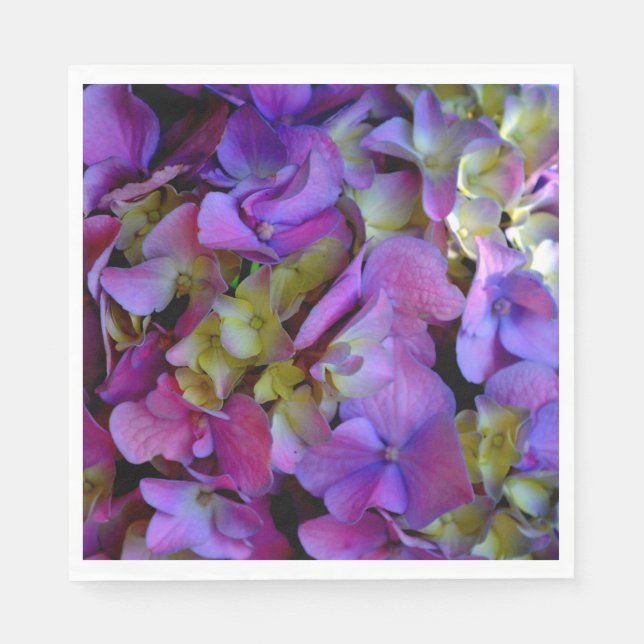 Servilleta De Papel Flores elegantes Magenta azul púrpura Hydrangeas (Anverso)