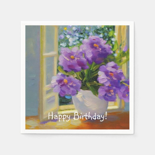 Servilleta De Papel Flores en la ventana (Anverso)