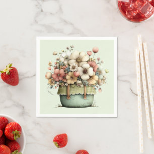 Servilleta De Papel Flores en una maceta acogedora shabby lindos