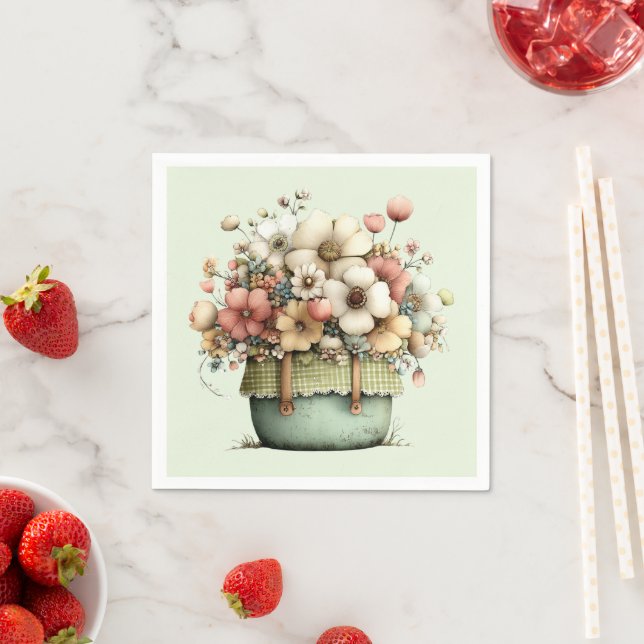 Servilleta De Papel Flores en una maceta acogedora shabby lindos (In situ)