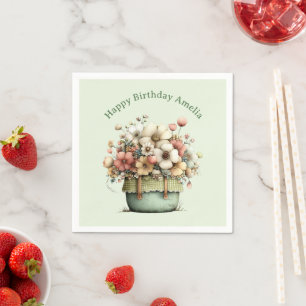 Servilleta De Papel Flores en una maceta acogedora y bonita para cumpl