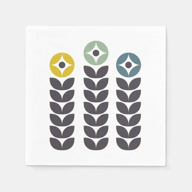 Servilleta De Papel Flores escandinavas coloridas abstractas (Anverso)