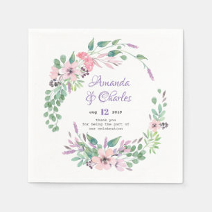 Servilleta De Papel Flores espeleadas acuarelas Boda Wreath