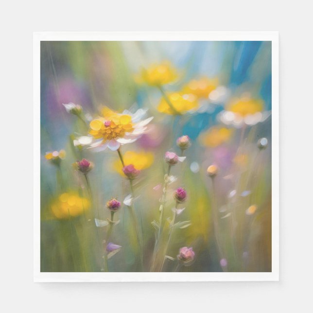 Servilleta De Papel Flores Excéntricas En El Viento (Anverso)