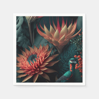 Servilleta De Papel Flores exóticas.