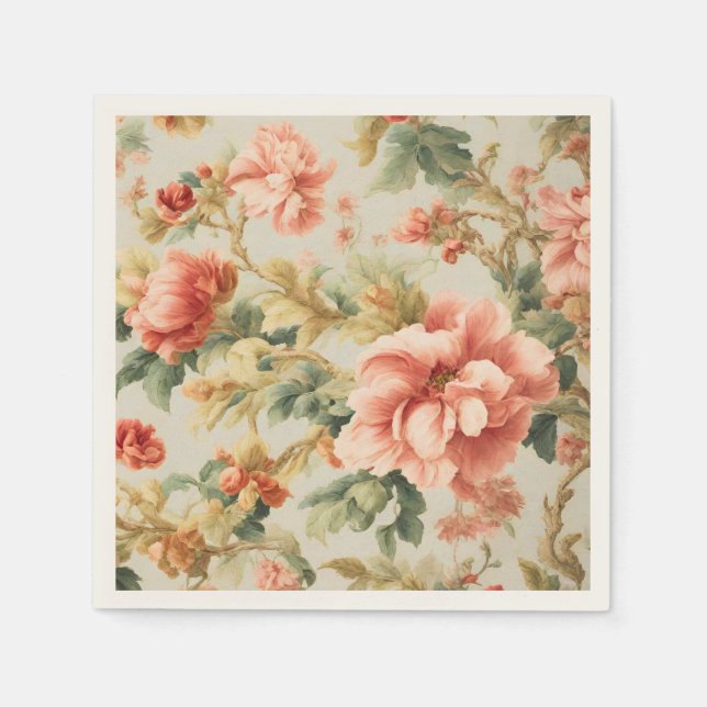 Servilleta De Papel Flores Exquisitas Y Sorprendentes, Hojas. Pintura (Anverso)