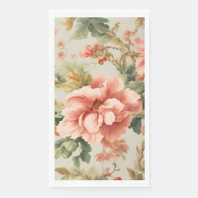 Servilleta De Papel Flores Exquisitas Y Sorprendentes, Hojas. Pintura (Anverso)