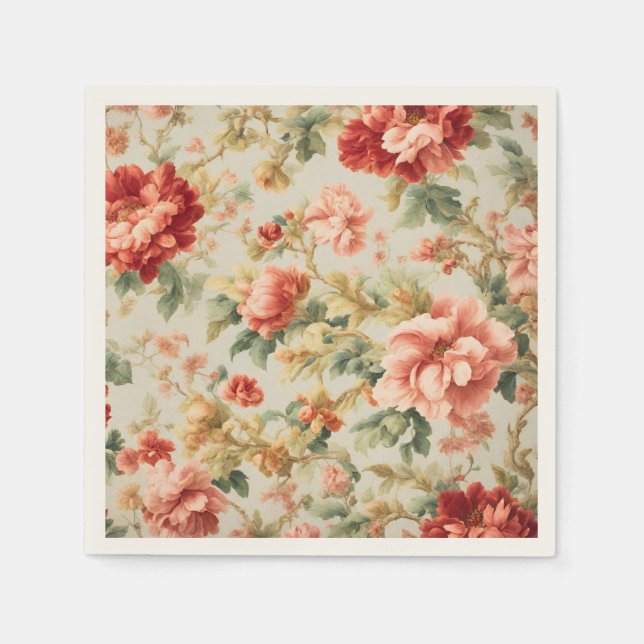 Servilleta De Papel Flores Exquisitas Y Sorprendentes, Hojas. Pintura (Anverso)