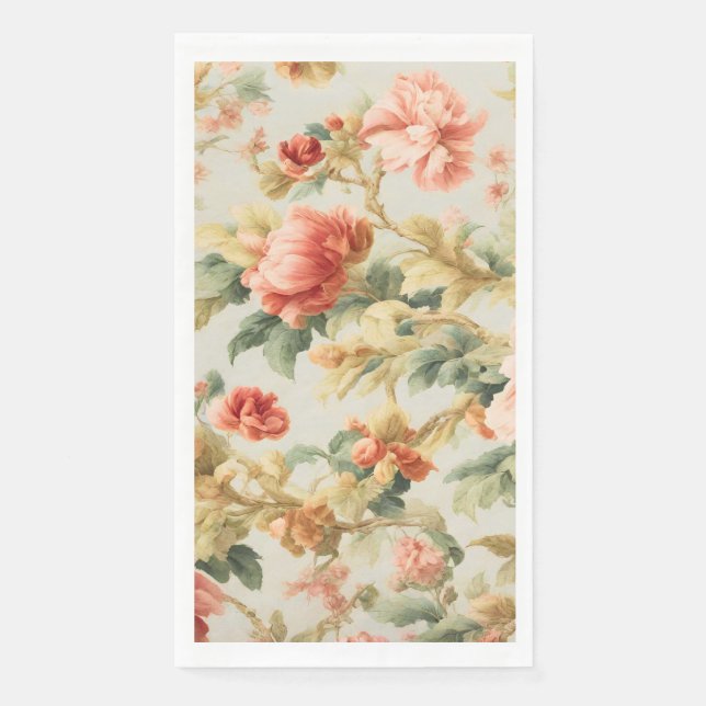 Servilleta De Papel Flores Exquisitas Y Sorprendentes, Hojas. Pintura (Anverso)