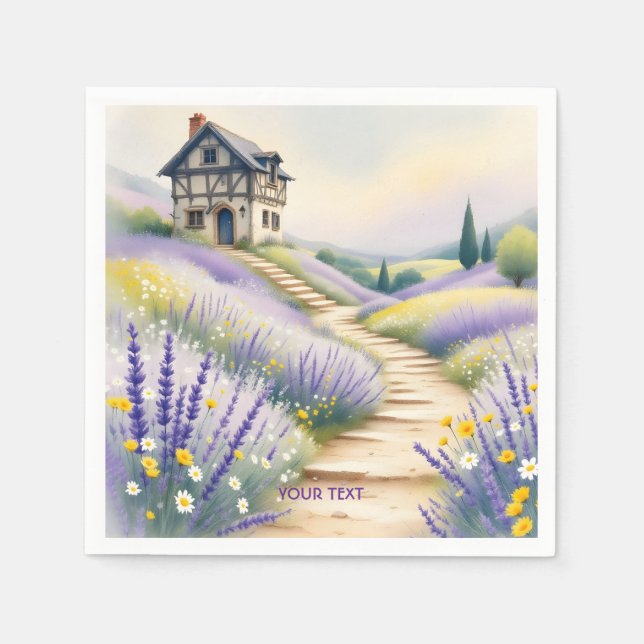 Servilleta De Papel Flores Fantasy Cute Lavender House (Anverso)