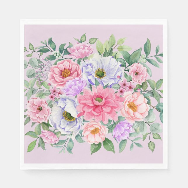 Servilleta De Papel Flores Fiestas Delicadas del Jardín de Verano (Anverso)