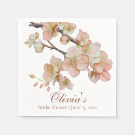 Servilleta De Papel Flores florales de color acuoso suave naranja rosa