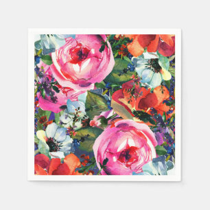 Servilleta De Papel Flores Florales Modernas Vintage Acuarela Brillant