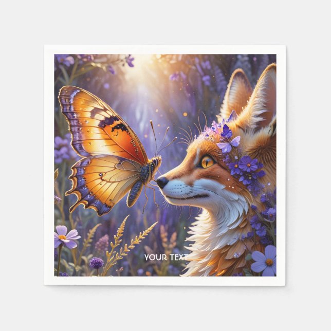 Servilleta De Papel Flores Fox Fantasy Cute Butterfly (Anverso)