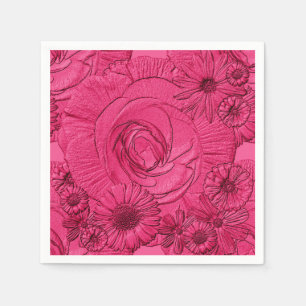 Servilleta De Papel Flores Grabado en relieve-Berry-COCKTAIL NAPKINS