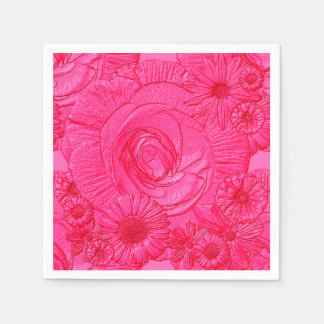 Servilleta De Papel Flores Grabado en relieve-NAPKINS DE CÓCTEL rosado