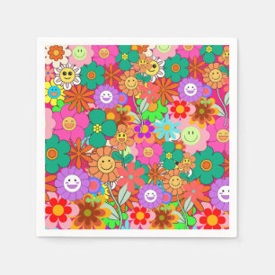 Servilleta De Papel Flores Hippie Retro Groovy Boho