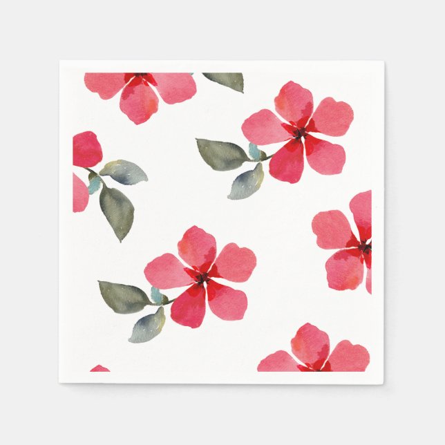Servilleta De Papel Flores Lindas Amapolas Rojas Florales de Primavera (Anverso)
