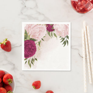 Servilleta De Papel flores magenta rosadas vegetación boda