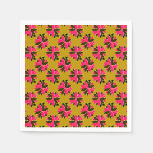 Servilleta De Papel Flores metalizado de Poinsettia-18-rosadas-doradas