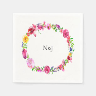 Servilleta De Papel Flores Modernas Florales Rosadas Púrpuras Verdosas