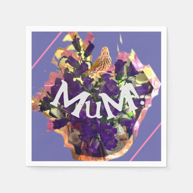 Servilleta De Papel Flores moradas (Anverso)