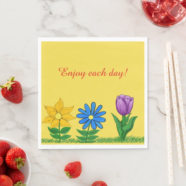 Servilleta De Papel Flores moradas amarillas azules bonitos Ropa amari (In situ)