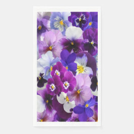 Servilleta De Papel Flores Moradas Azules Blancas Pensamientos 
