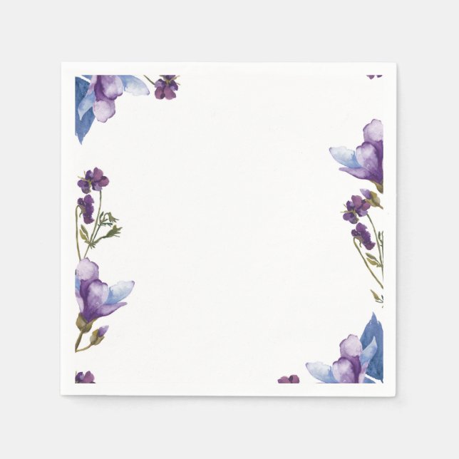 Servilleta De Papel Flores Moradas Delicadas de Primavera Floral (Anverso)