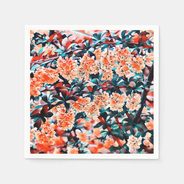 Servilleta De Papel Flores naranjas (Anverso)