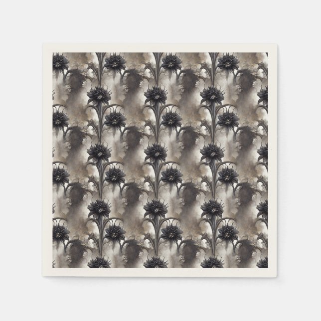 Servilleta De Papel Flores negras de estilo gótico (Anverso)