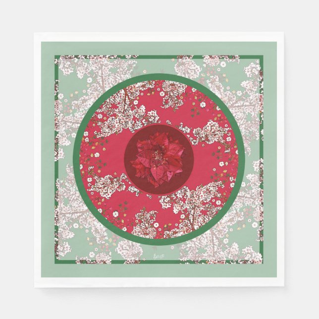 Servilleta De Papel Flores para Navidad (Anverso)