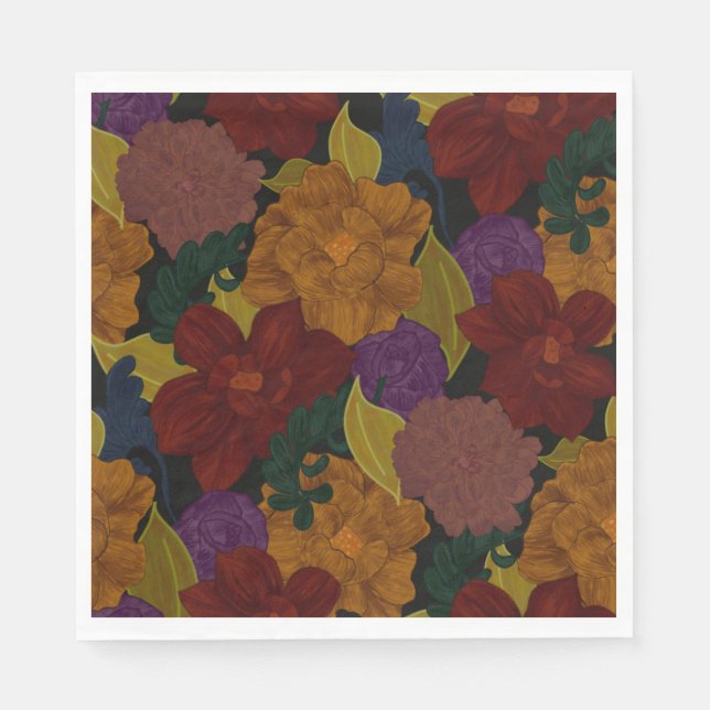 Servilleta De Papel Flores pintadas de aceite (Anverso)