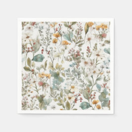Servilleta De Papel Flores presionadas acuarela floral