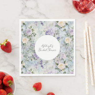 Servilleta De Papel Flores púrpura crema romántica Ducha de novia