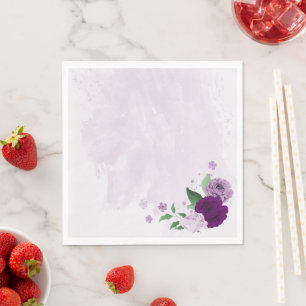 Servilleta De Papel Flores púrpura románticas vegetación boda