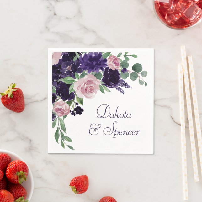 Servilleta De Papel Flores | Púrpura y rosa rosa Bouquet (In situ)