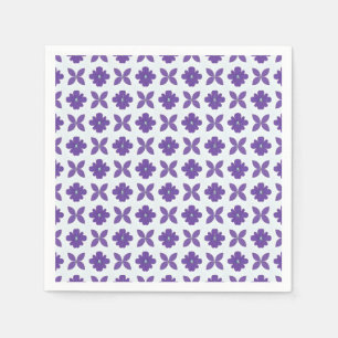 Servilleta De Papel Flores púrpuras con fondo claro