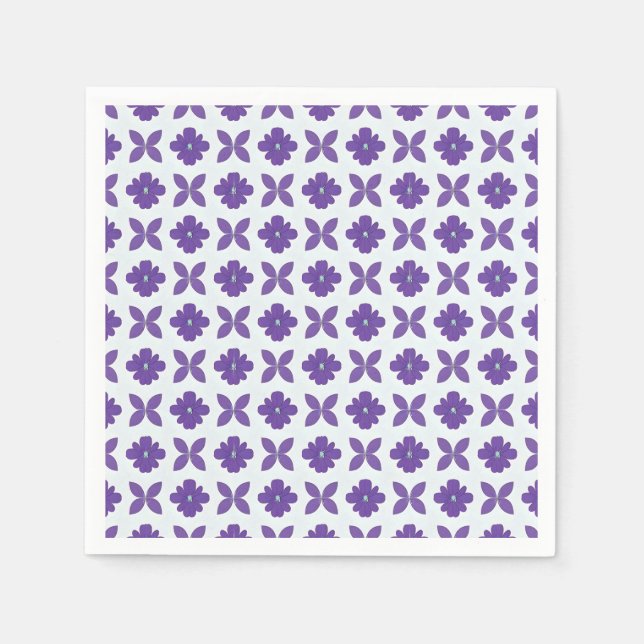 Servilleta De Papel Flores púrpuras con fondo claro (Anverso)