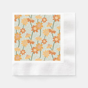 Servilleta De Papel Flores retro de los años 70 apagadas