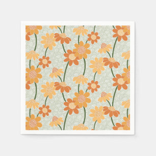 Servilleta De Papel Flores retro de los años 70 apagadas