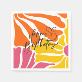 Servilleta De Papel Flores Retro Vintage Elegantes y Coloridas Cumplea